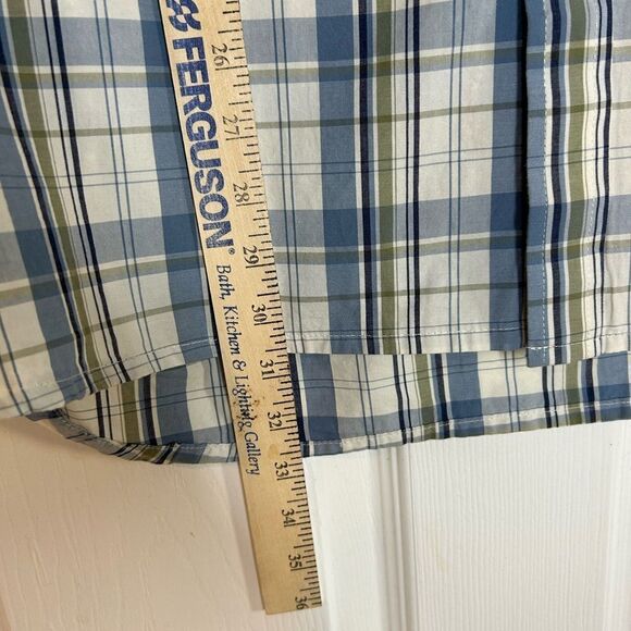 New Timberland Blue Plaid Short Sleeve Button Up 100% Cotton XL - Picture 8 of 9